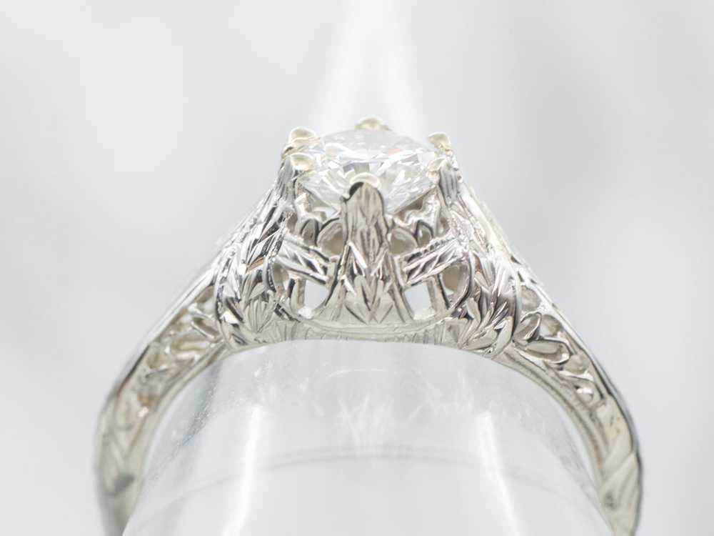 White Gold Art Deco Diamond Solitaire Engagement … - image 4