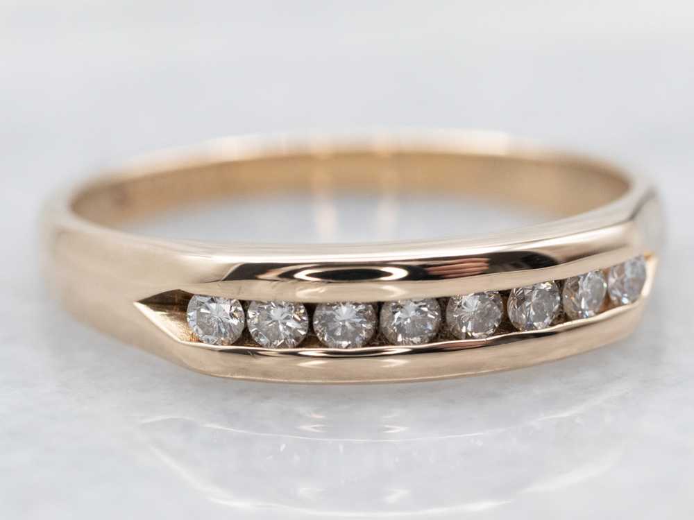 Yellow Gold Channel Set Diamond Wedding Band - image 2