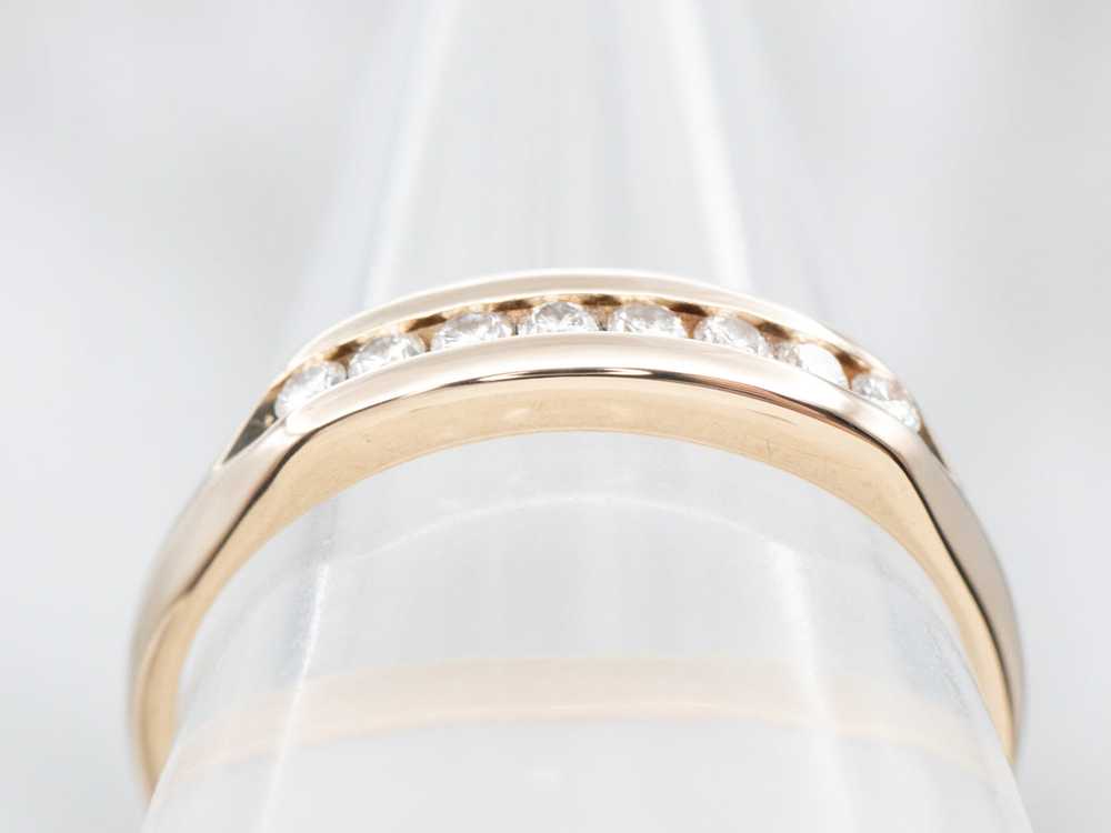 Yellow Gold Channel Set Diamond Wedding Band - image 3