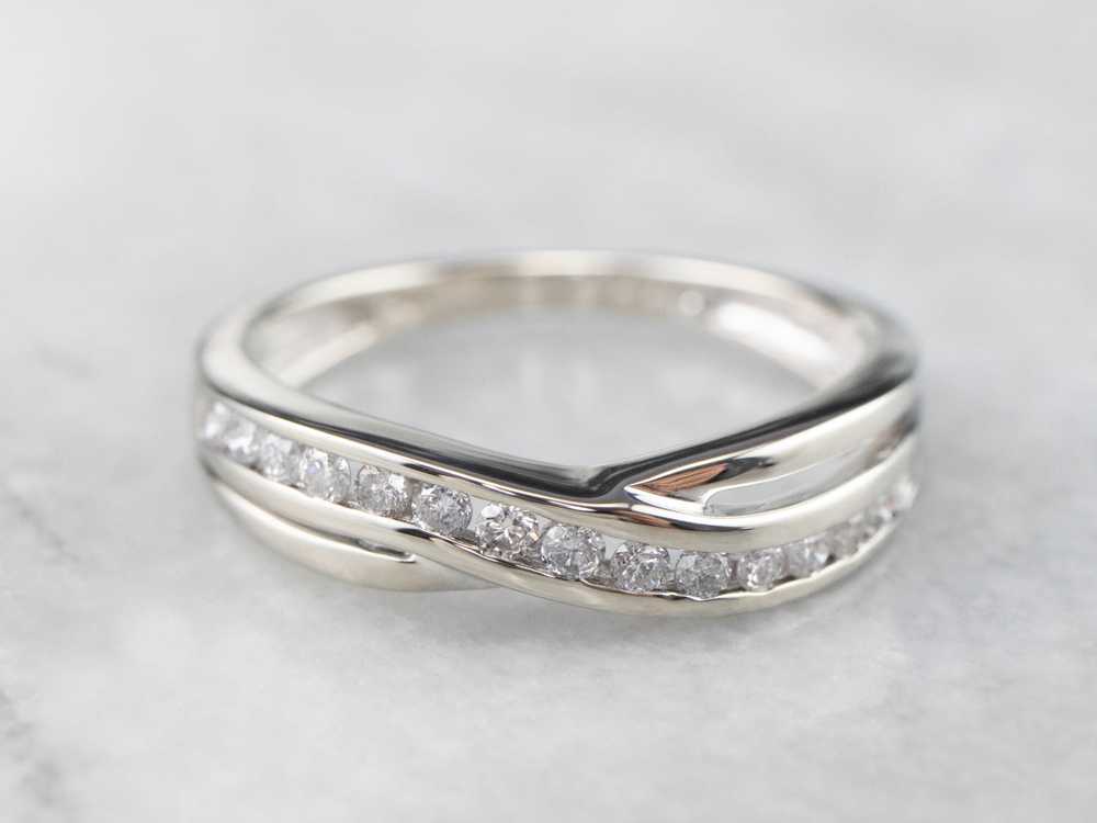 Twisting Diamond White Gold Band - image 1