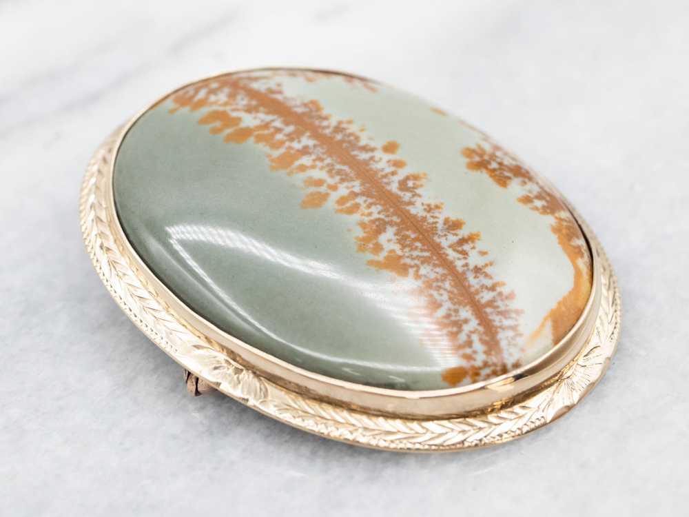 Vintage Gold Jasper Brooch - image 1