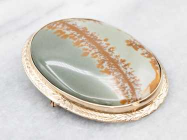 Vintage Gold Jasper Brooch - image 1