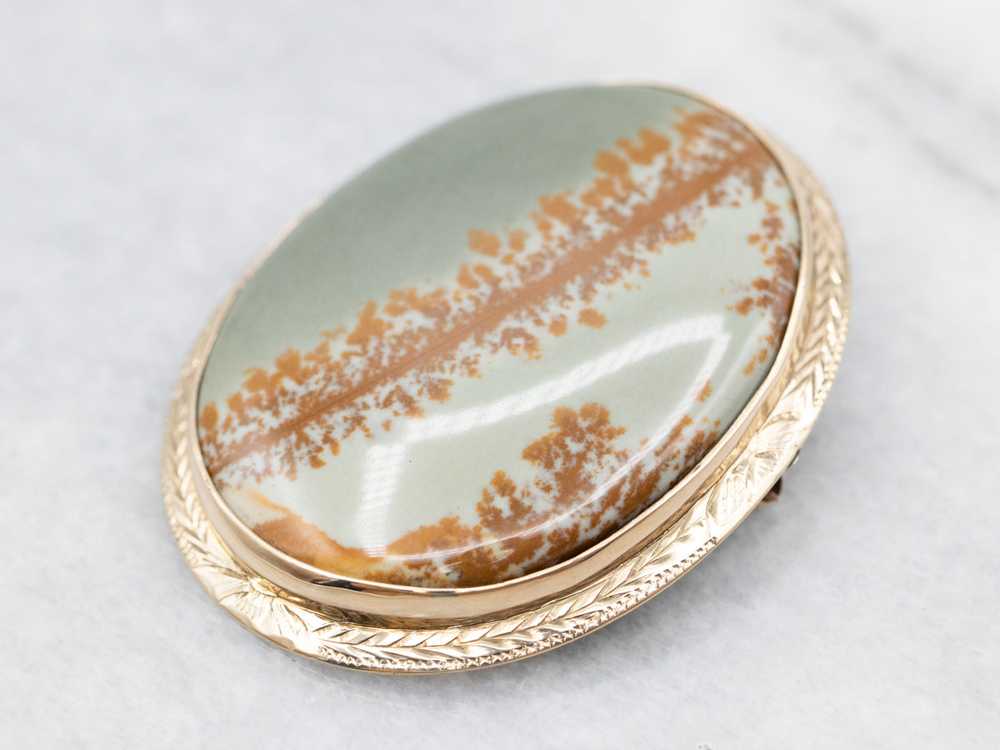 Vintage Gold Jasper Brooch - image 2