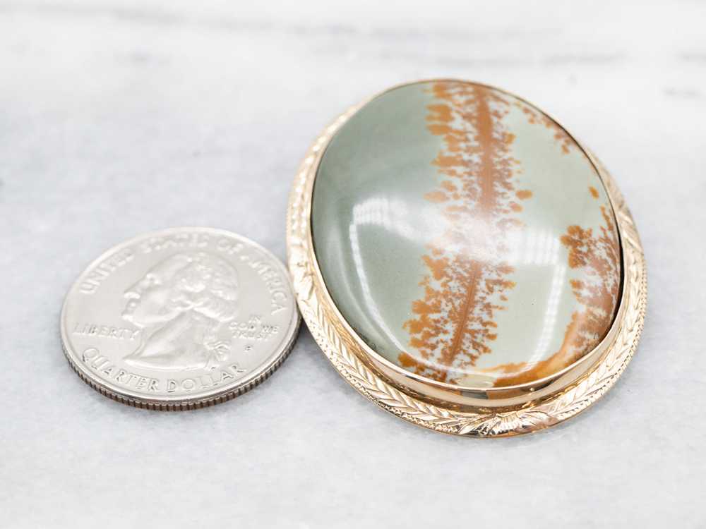 Vintage Gold Jasper Brooch - image 5