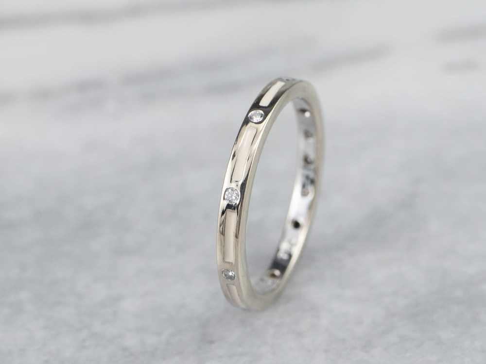 18K Gold Enamel and Diamond Band - image 2