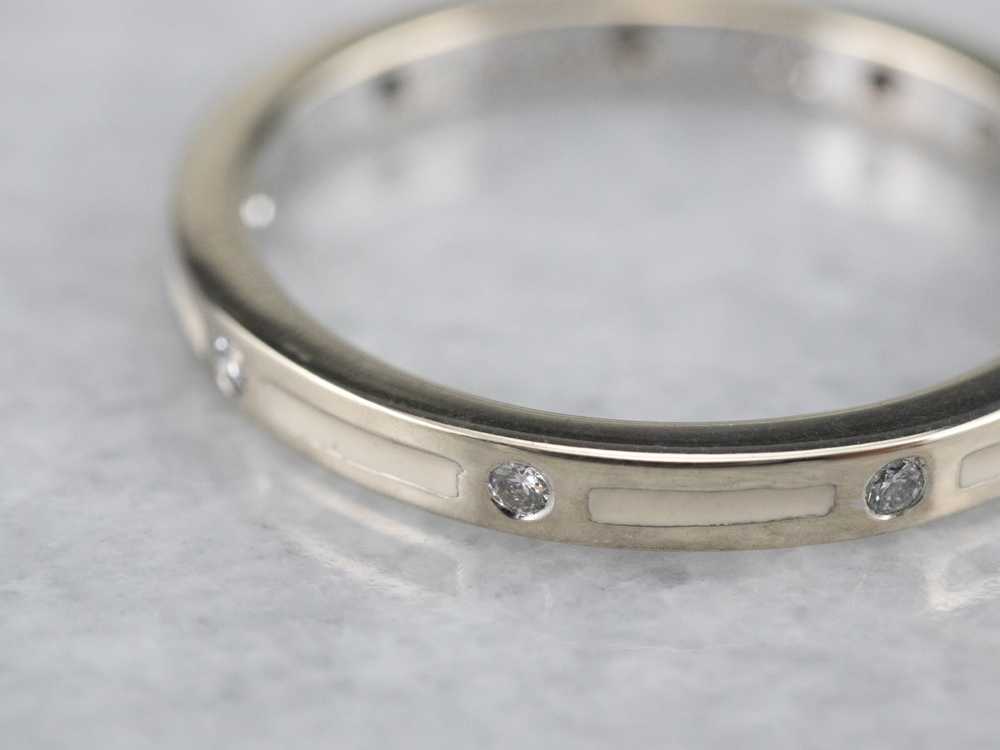 18K Gold Enamel and Diamond Band - image 4