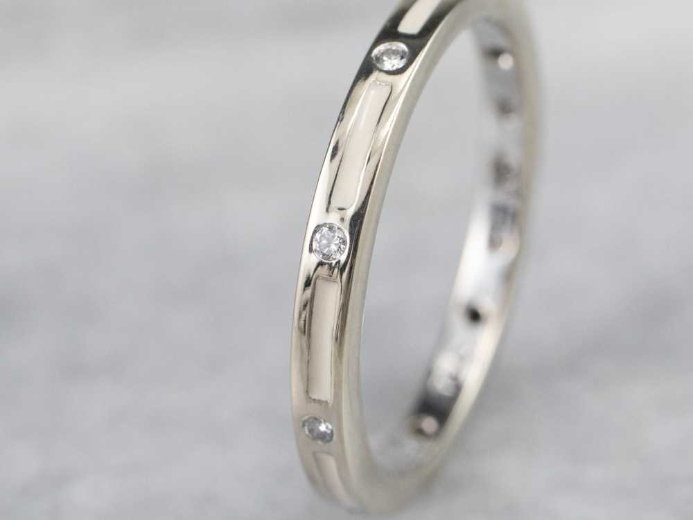 18K Gold Enamel and Diamond Band - image 5