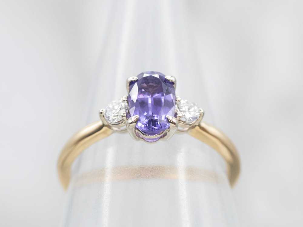 Vintage Purple Sapphire and Diamond Engagement Ri… - image 5