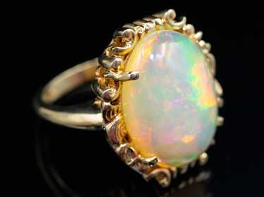 Yellow Gold Opal Solitaire Ring - image 1