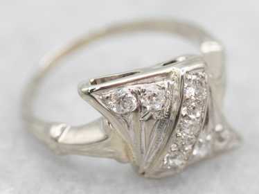 White Gold Old Mine Cut Diamond Ring - image 1