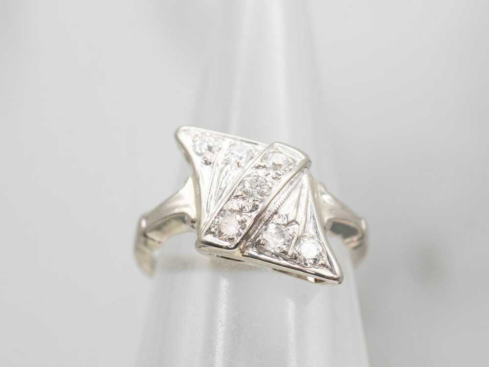 White Gold Old Mine Cut Diamond Ring - image 5