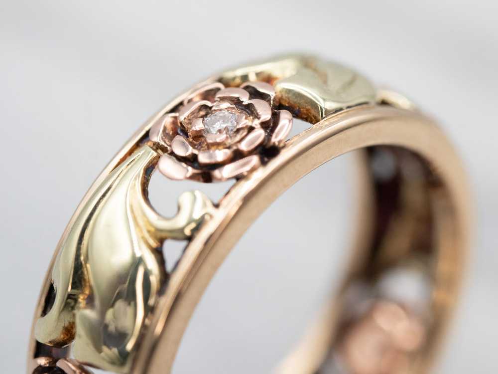 Yellow Gold and Rose Gold Diamond Floral Filigree… - image 3