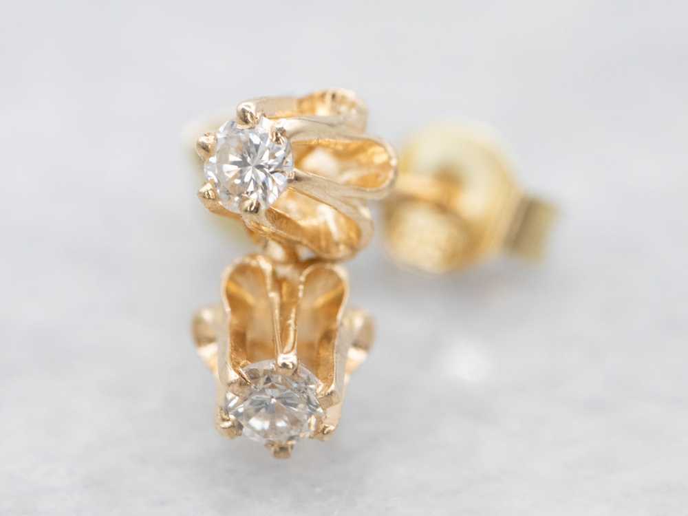 Diamond Buttercup Gold Stud Earrings - image 1