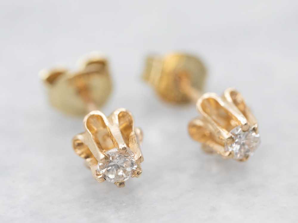 Diamond Buttercup Gold Stud Earrings - image 2