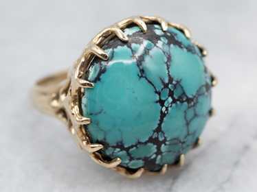 Yellow Gold Turquoise Cocktail Ring - image 1