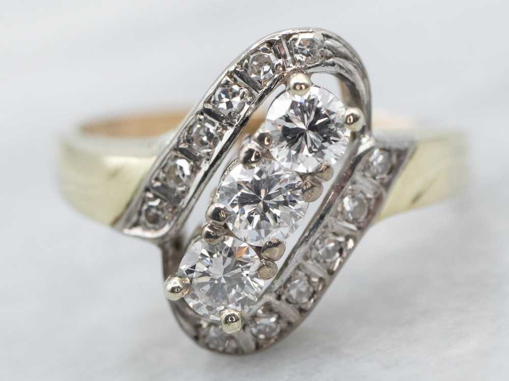 Sparkling Retro Diamond Bypass Ring - image 1