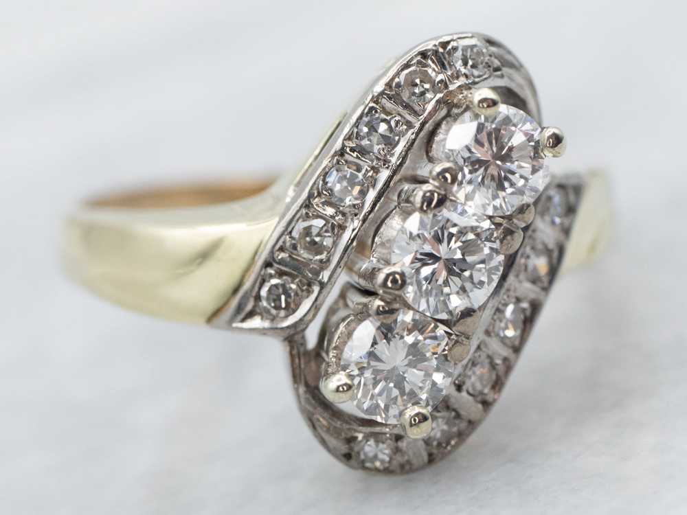 Sparkling Retro Diamond Bypass Ring - image 2