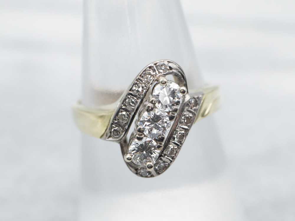 Sparkling Retro Diamond Bypass Ring - image 3