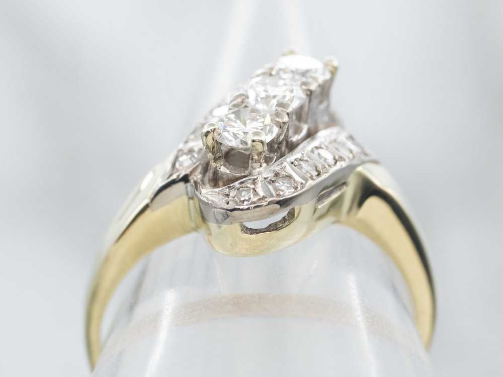 Sparkling Retro Diamond Bypass Ring - image 4