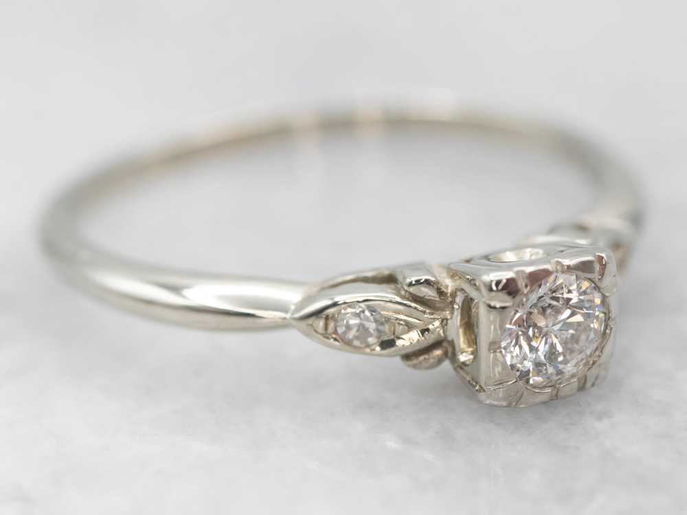 Vintage Diamond Engagement Ring with Diamond Acce… - image 2