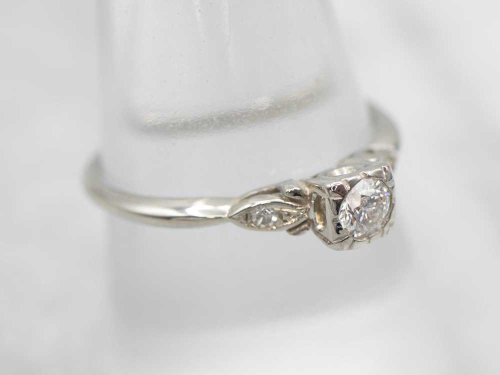 Vintage Diamond Engagement Ring with Diamond Acce… - image 4