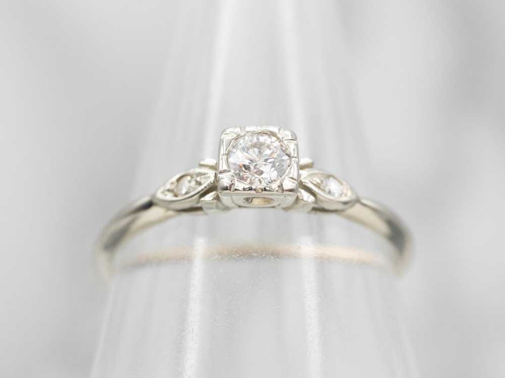 Vintage Diamond Engagement Ring with Diamond Acce… - image 5