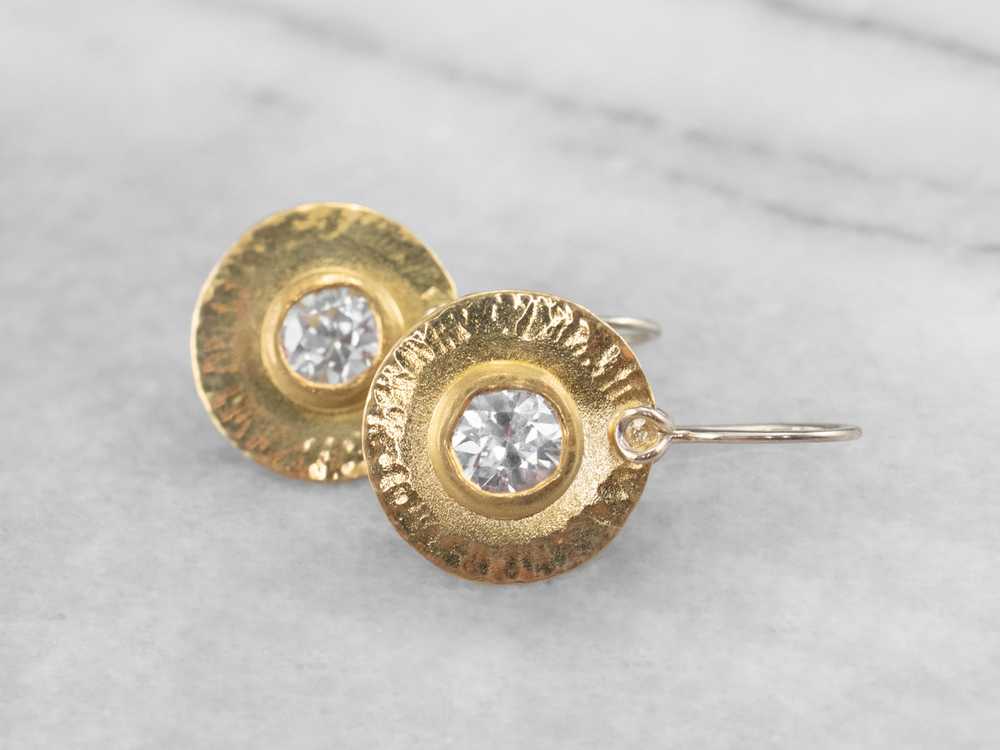 22K Gold White Zircon Drop Earrings - image 1