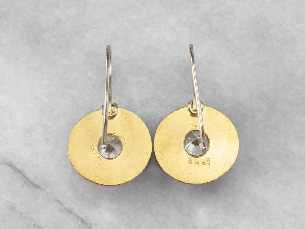 22K Gold White Zircon Drop Earrings - image 5