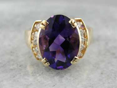 Beautiful Amethyst and Diamond Cocktail Ring - image 1