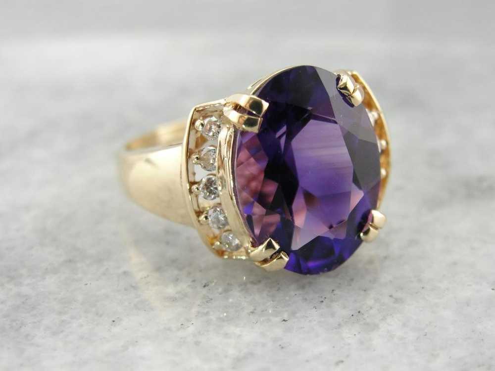 Beautiful Amethyst and Diamond Cocktail Ring - image 2