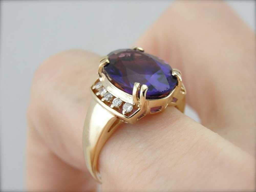 Beautiful Amethyst and Diamond Cocktail Ring - image 4