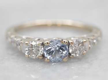 White Gold Sapphire and Diamond Engagement Ring - image 1