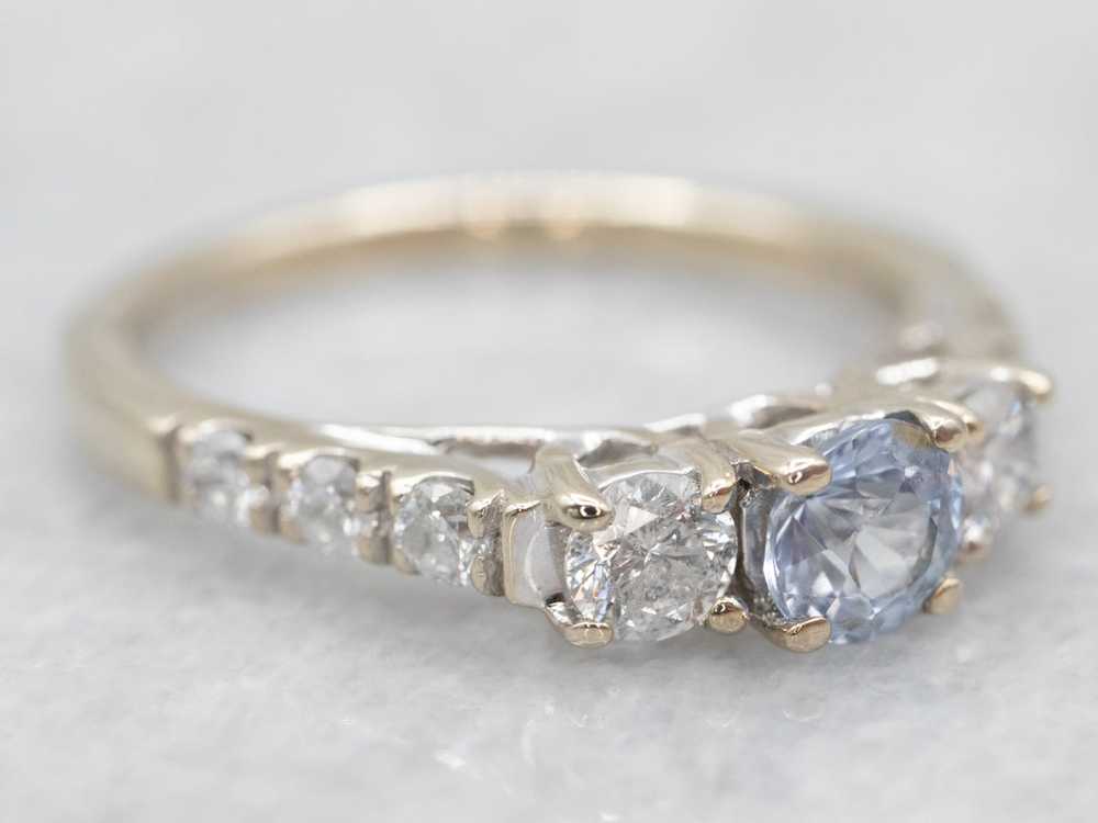 White Gold Sapphire and Diamond Engagement Ring - image 2