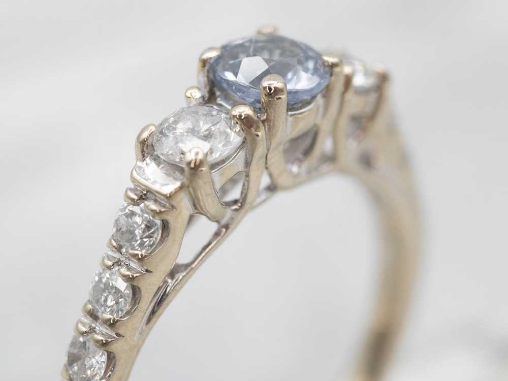 White Gold Sapphire and Diamond Engagement Ring - image 3