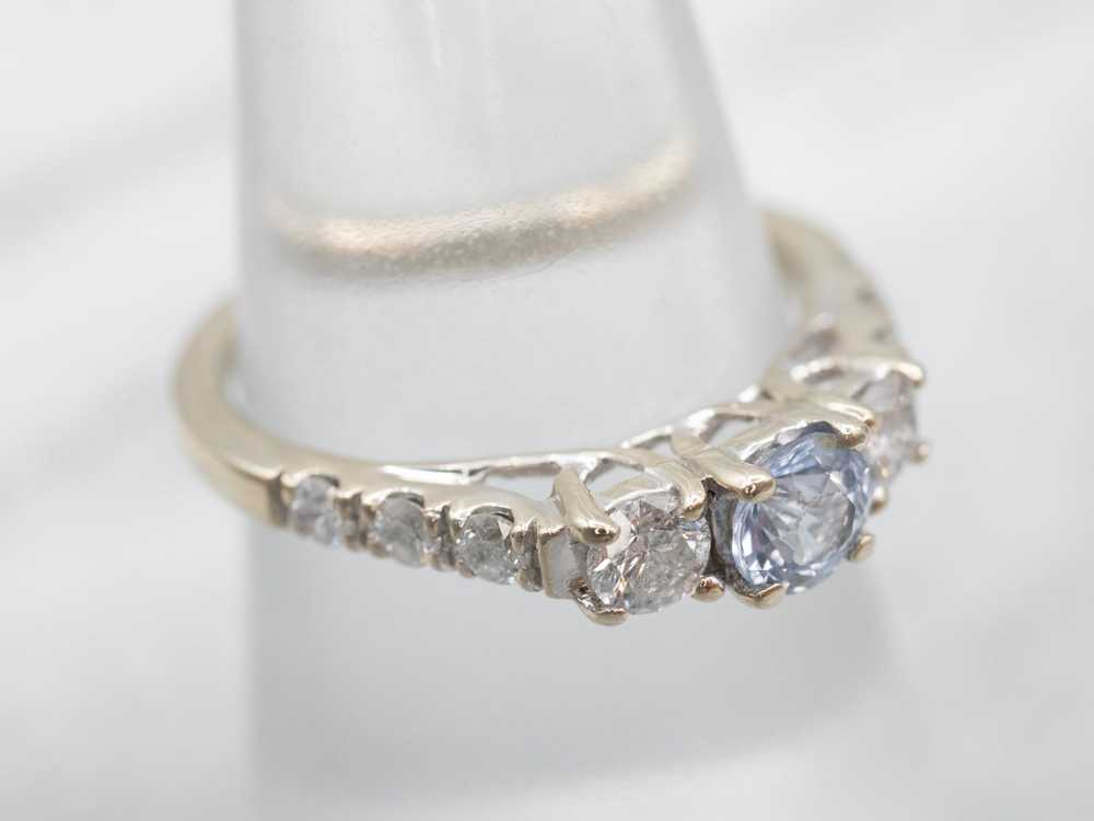 White Gold Sapphire and Diamond Engagement Ring - image 4