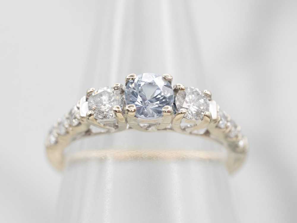 White Gold Sapphire and Diamond Engagement Ring - image 5