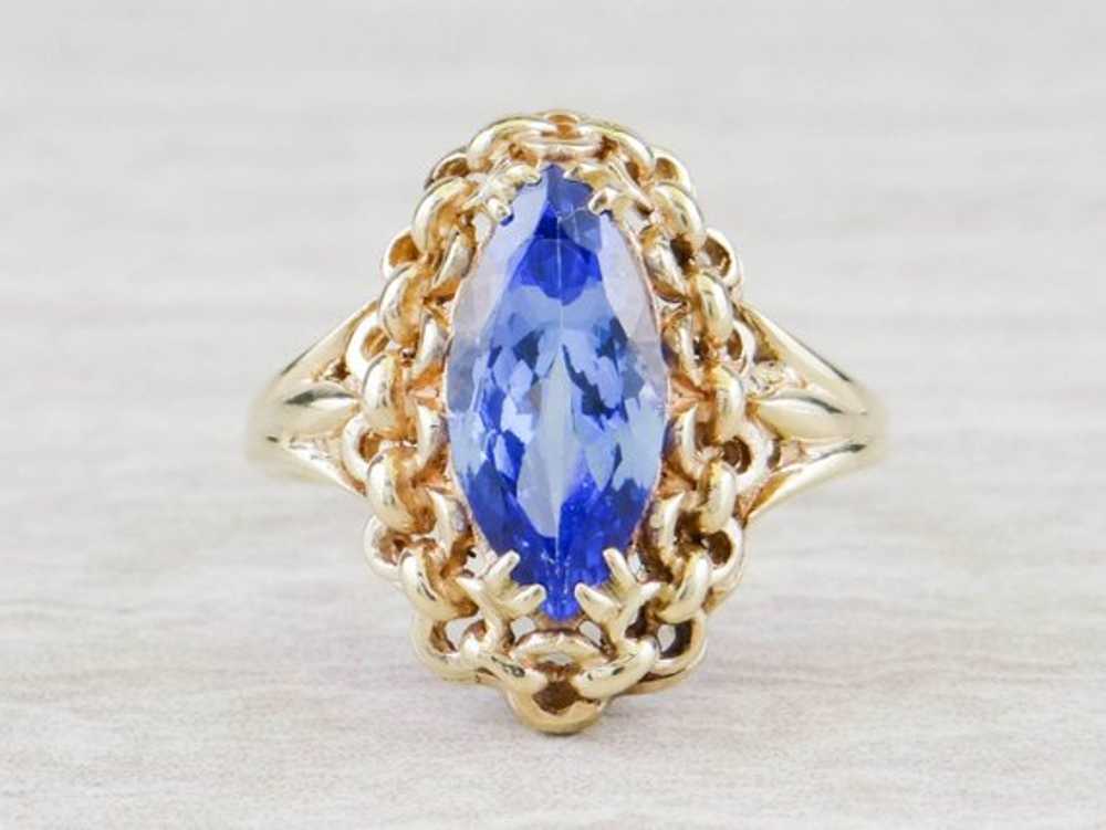 Marquise Cut Tanzanite Ladies Cocktail Ring - image 1