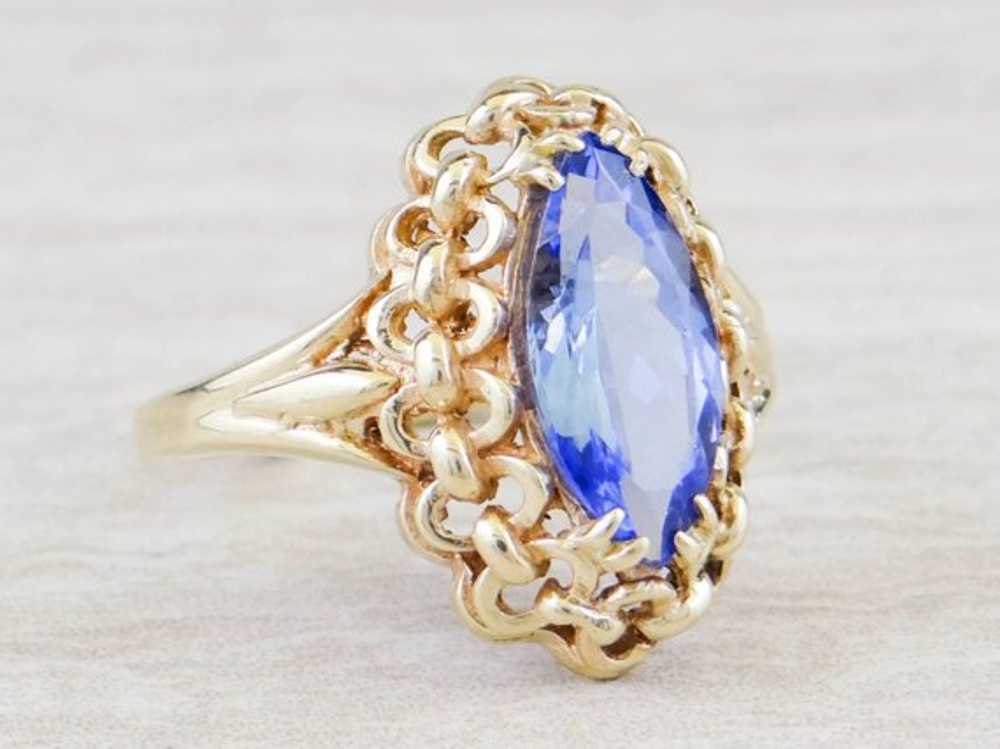 Marquise Cut Tanzanite Ladies Cocktail Ring - image 3