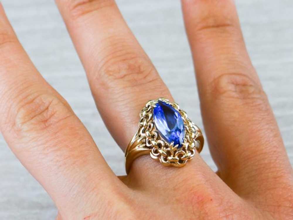 Marquise Cut Tanzanite Ladies Cocktail Ring - image 5