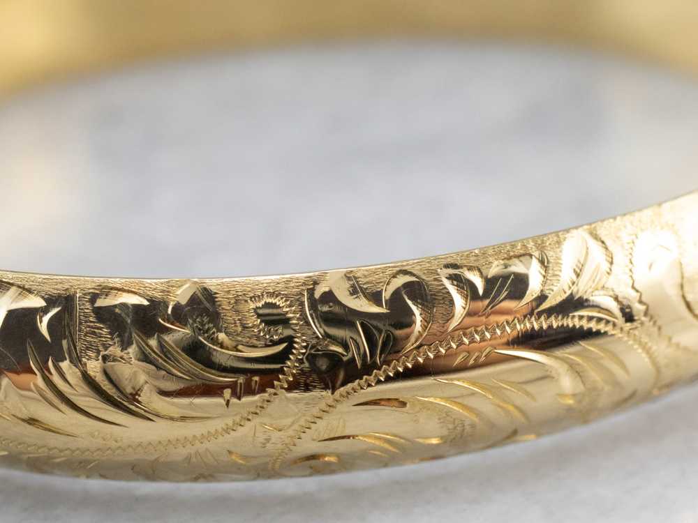 Engraved Gold Bangle Bracelet - image 5