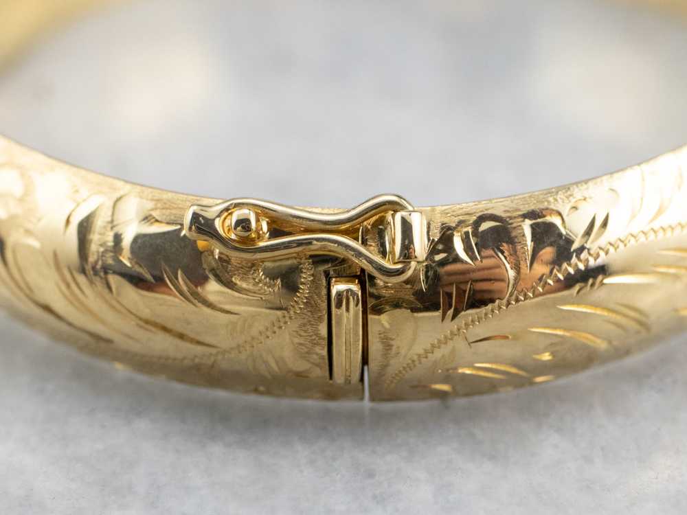 Engraved Gold Bangle Bracelet - image 6