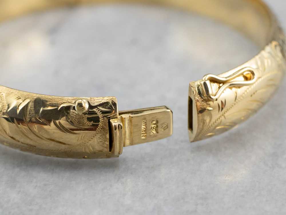 Engraved Gold Bangle Bracelet - image 7