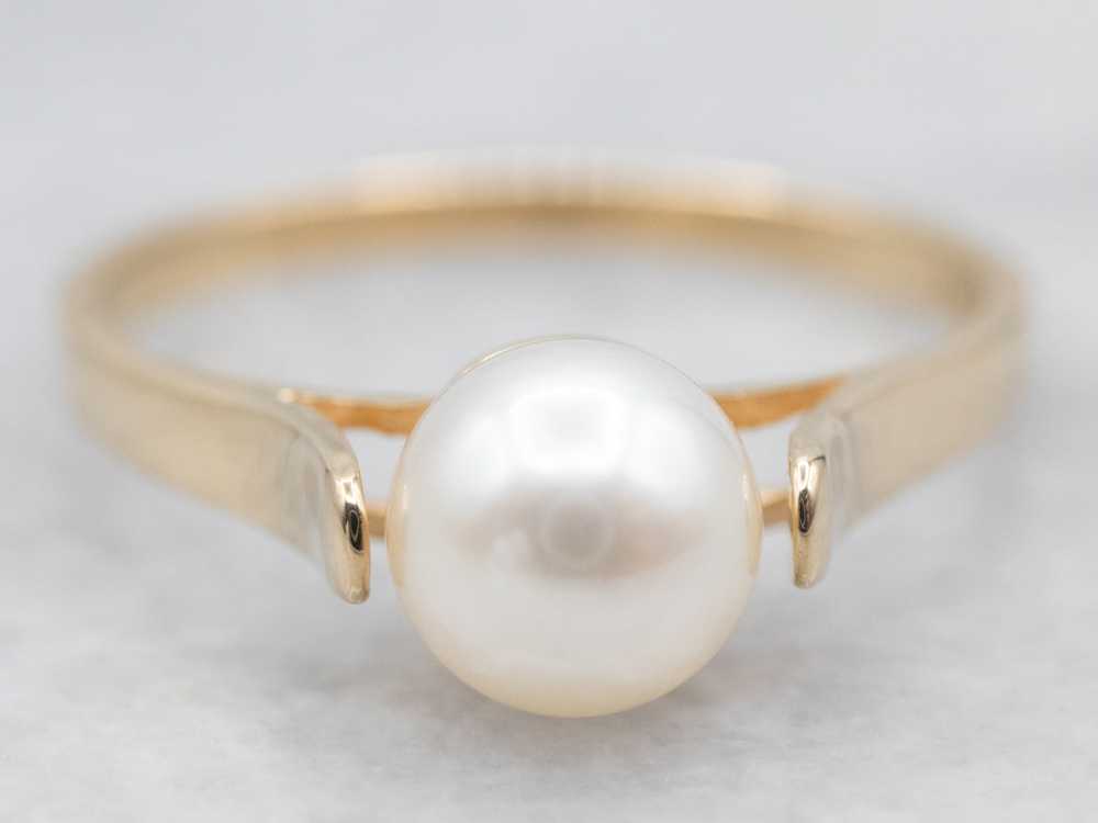 Classic Pearl Solitaire Ring - image 2