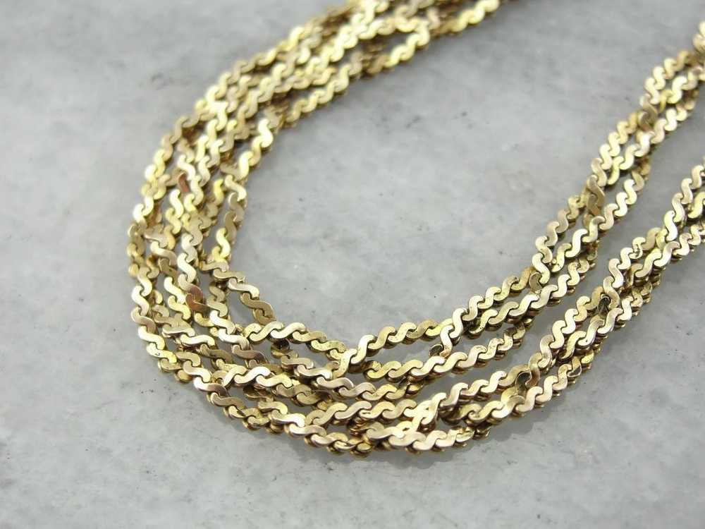 Fancy Yellow Gold Braided Chain Necklace - image 3