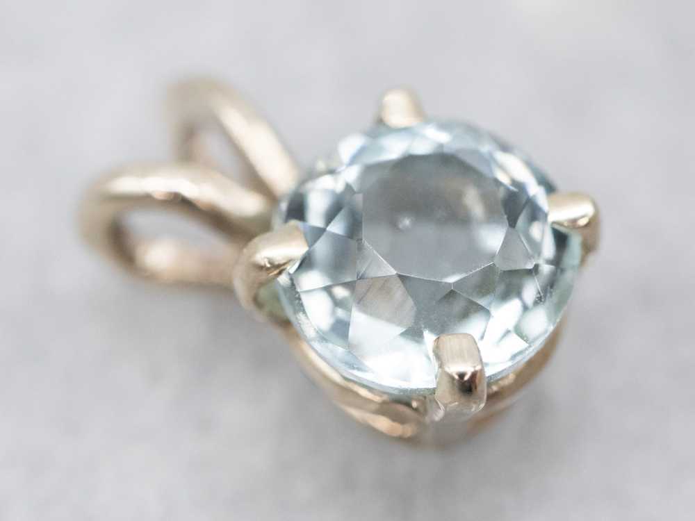 White Gold Aquamarine Solitaire Pendant - image 1