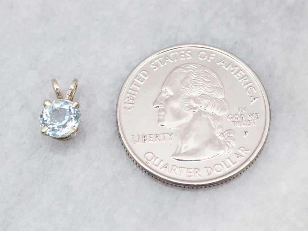 White Gold Aquamarine Solitaire Pendant - image 2