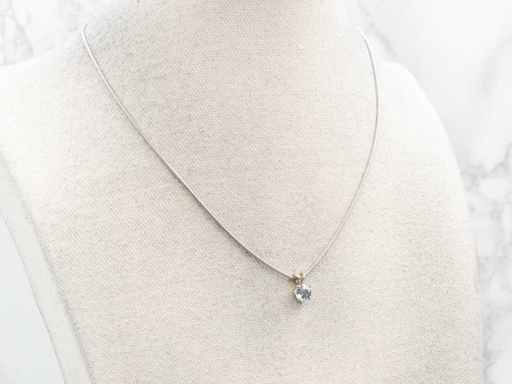 White Gold Aquamarine Solitaire Pendant - image 3