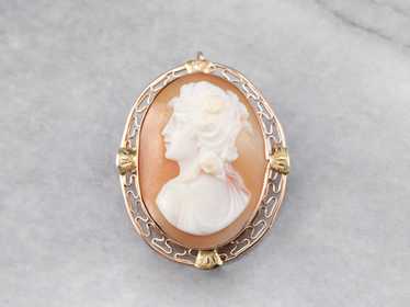 Mid Century Cameo Filigree Pin or Pendant - image 1