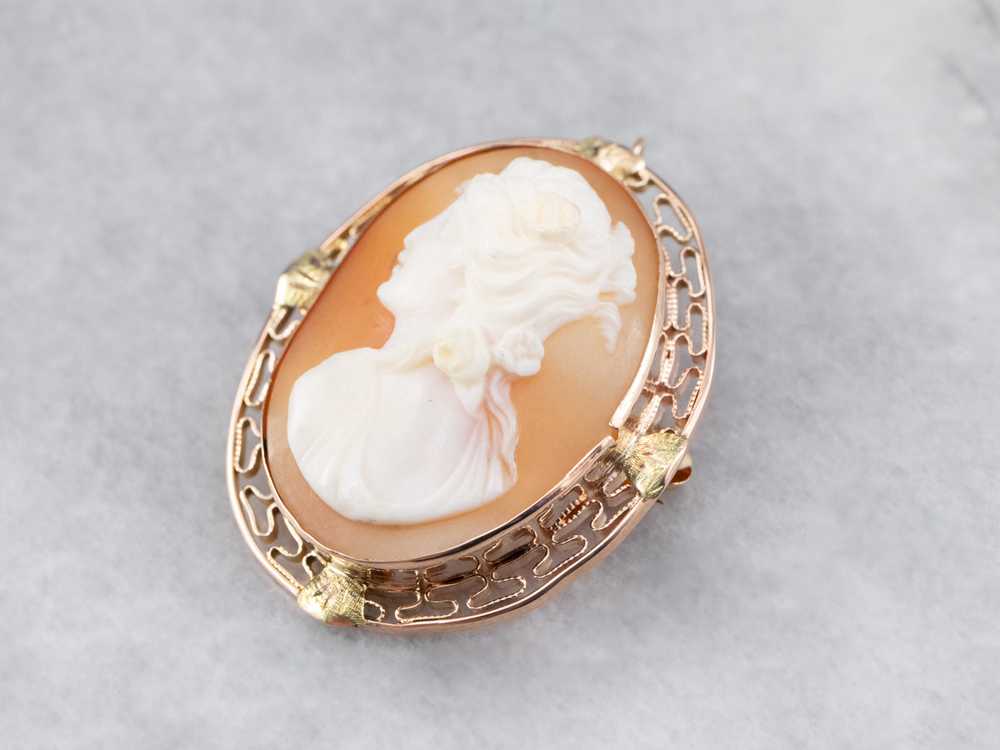 Mid Century Cameo Filigree Pin or Pendant - image 2