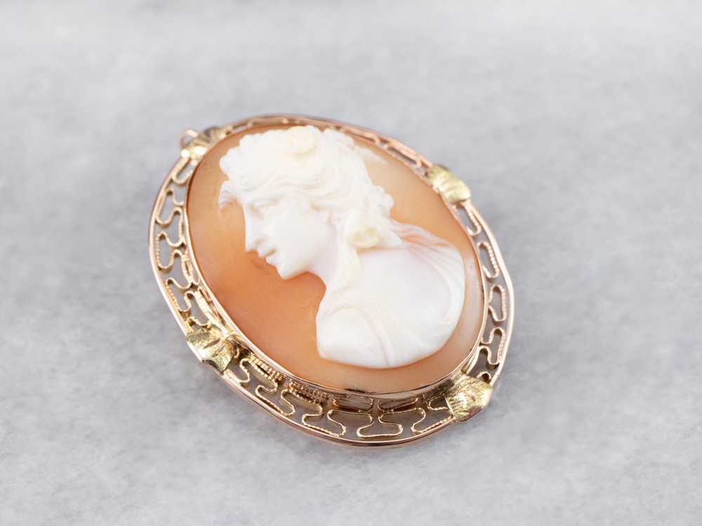 Mid Century Cameo Filigree Pin or Pendant - image 3